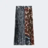 Printed twill skirt, tobacco