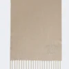 Pure cashmere stole with monogram detail, sand
