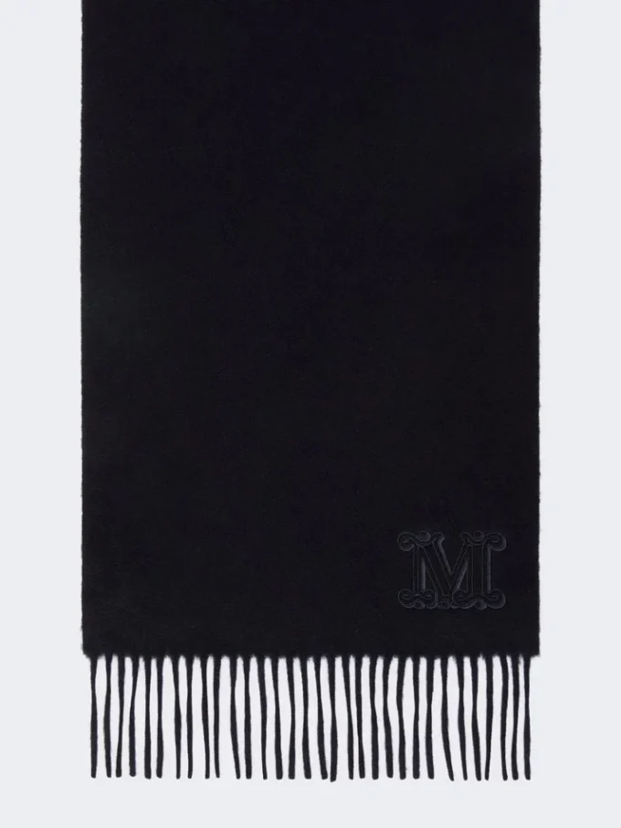 Pure cashmere stole with monogram detail, ultramarine Pure cashmere stole with monogram detail, ultramarine