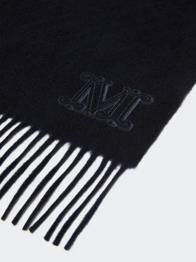 Pure cashmere stole with monogram detail, ultramarine Pure cashmere stole with monogram detail, ultramarine