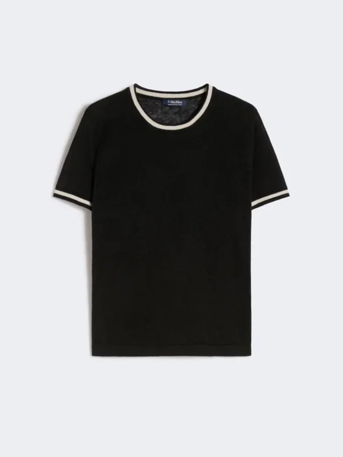 Pure linen yarn sweater, black