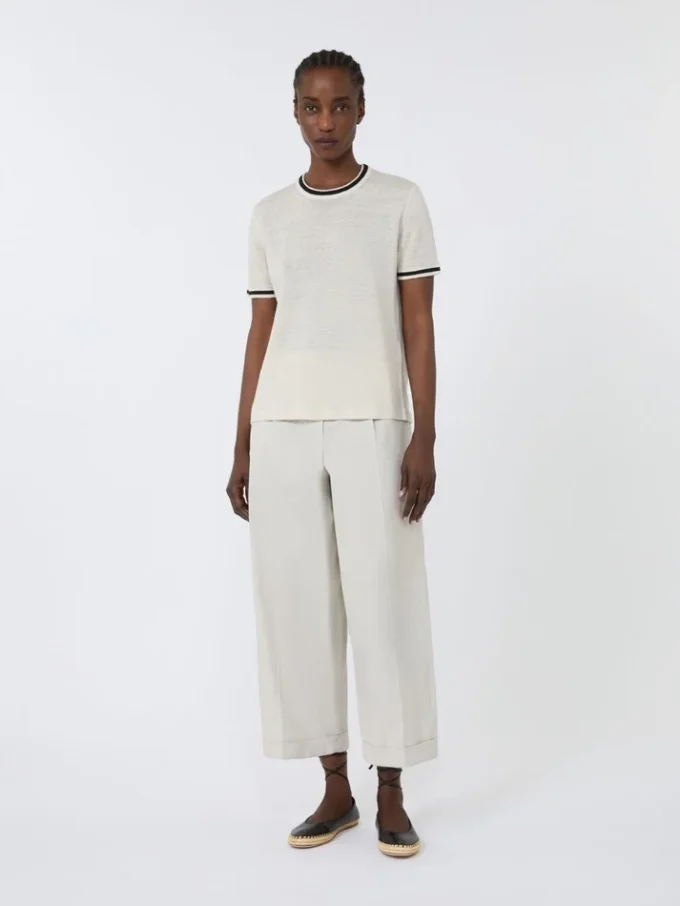 Pure linen yarn sweater, white