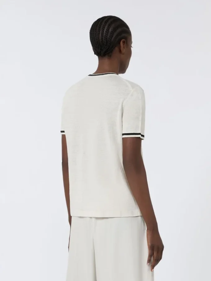 Pure linen yarn sweater, white