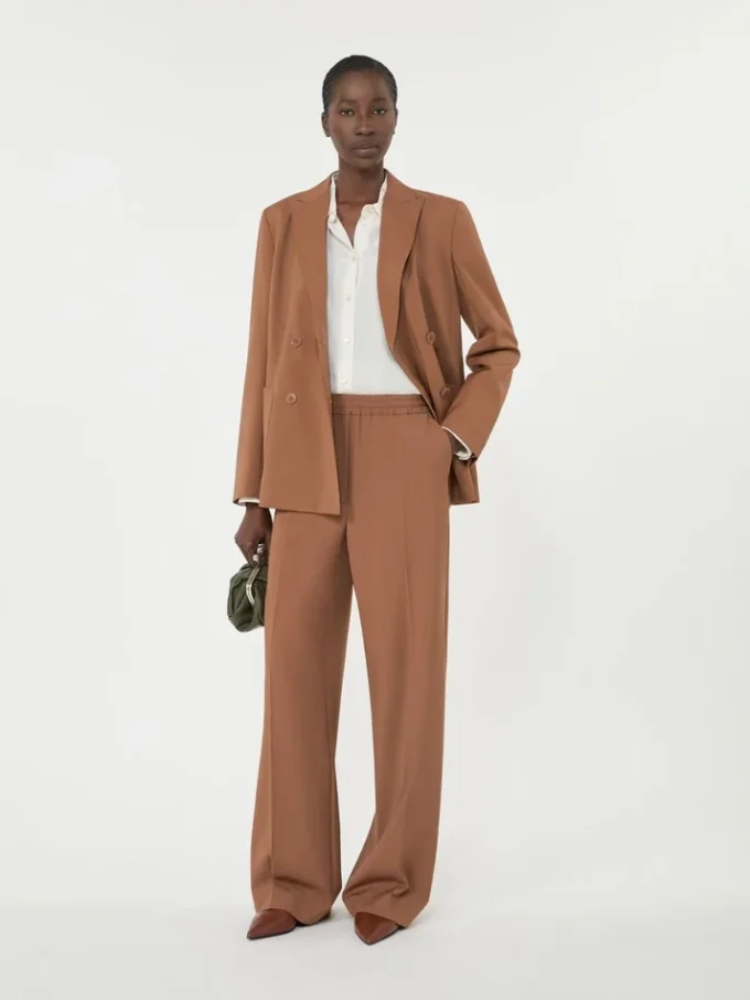Pure woollen cloth trousers, tobacco Pure woollen cloth trousers, tobacco