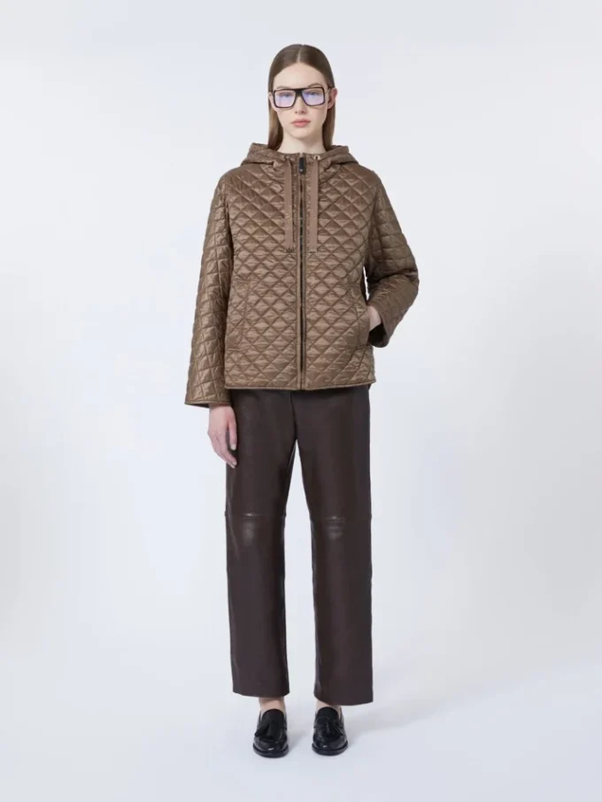 Quilted water-repellent canvas padded jacket, tobacco Quilted water-repellent canvas padded jacket, tobacco