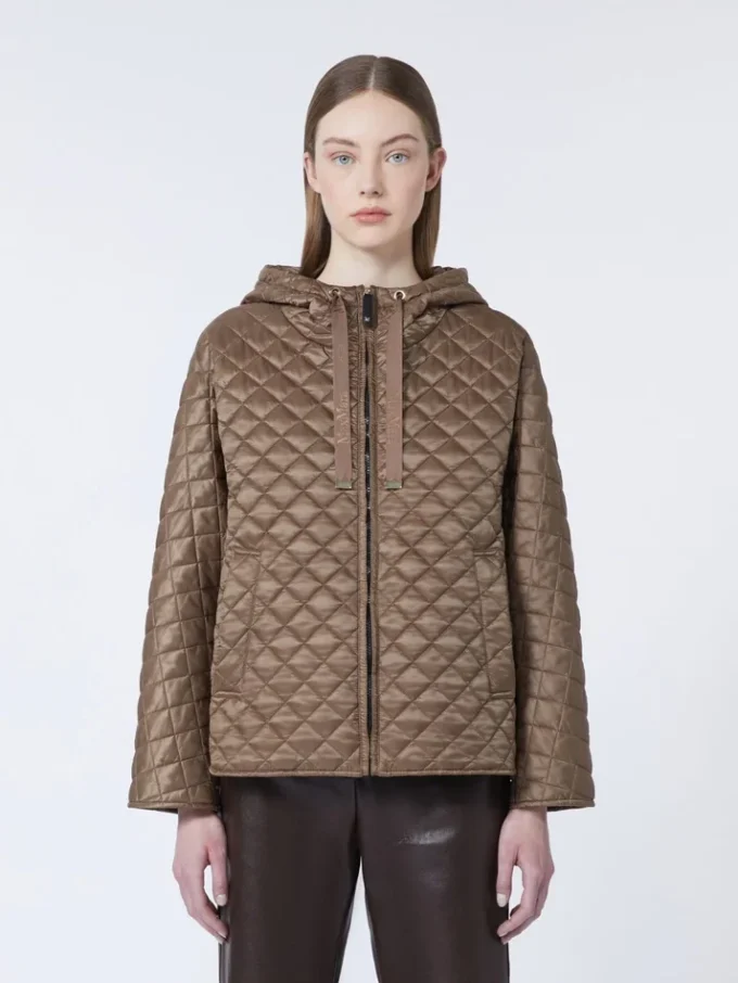 Quilted water-repellent canvas padded jacket, tobacco Quilted water-repellent canvas padded jacket, tobacco