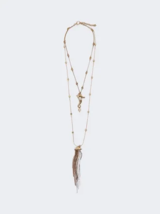 "abissi" metallic necklace with rhinestones, gold