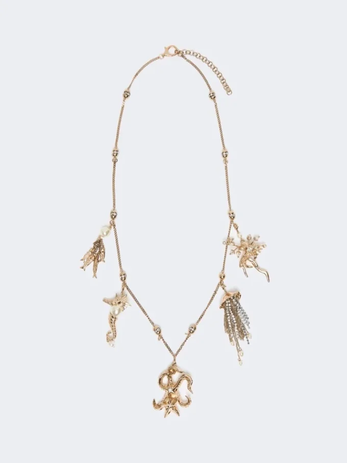 "abissi" metallic necklace with rhinestones, gold "abissi" metallic necklace with rhinestones, gold