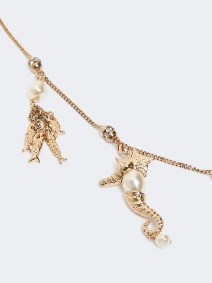 "abissi" metallic necklace with rhinestones, gold "abissi" metallic necklace with rhinestones, gold