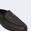 Raffia-effect canvas mules, black