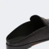 Raffia-effect canvas mules, black