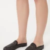 Raffia-effect canvas mules, black