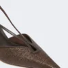 Raffia-look canvas slingbacks, dark brown