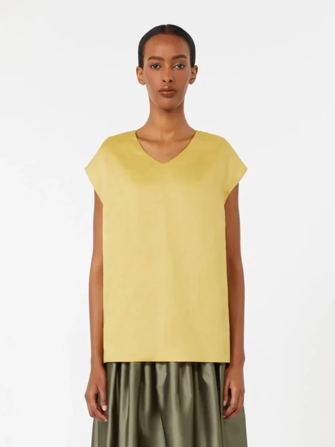 Ramie canvas blouse, bright yellow Ramie canvas blouse, bright yellow