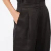 Ramie canvas cropped trousers, black