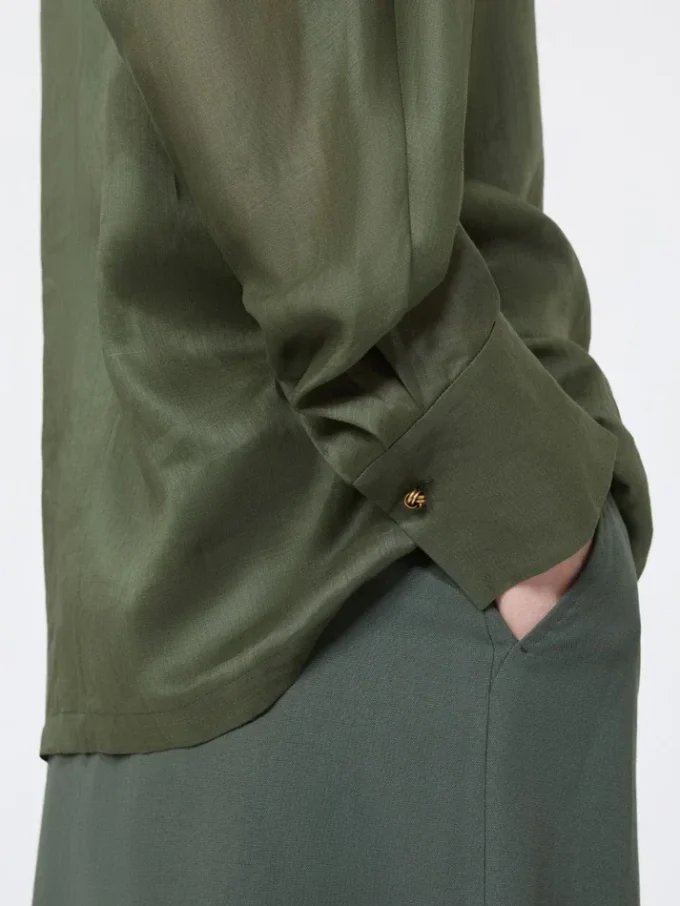 Ramie canvas shirt, kaki