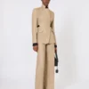 Regular-cut trousers in linen basketweave, camel