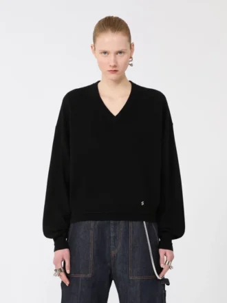 Relaxed-fit wool and cashmere sweater, black