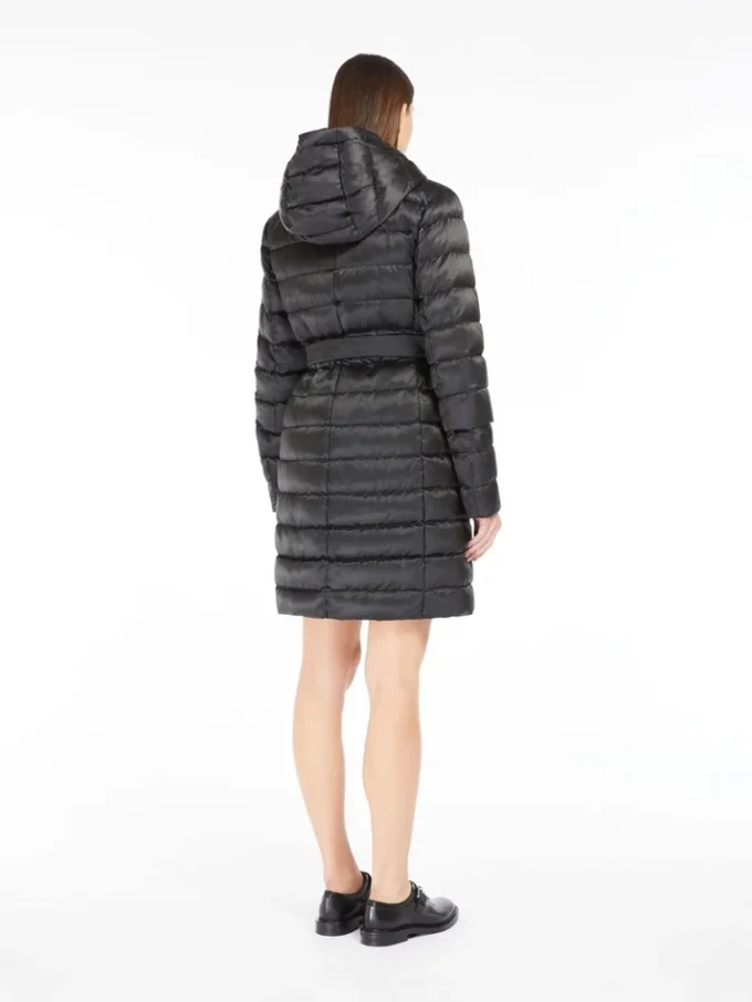 Reversible down jacket in water-repellent satin, black Reversible down jacket in water-repellent satin, black