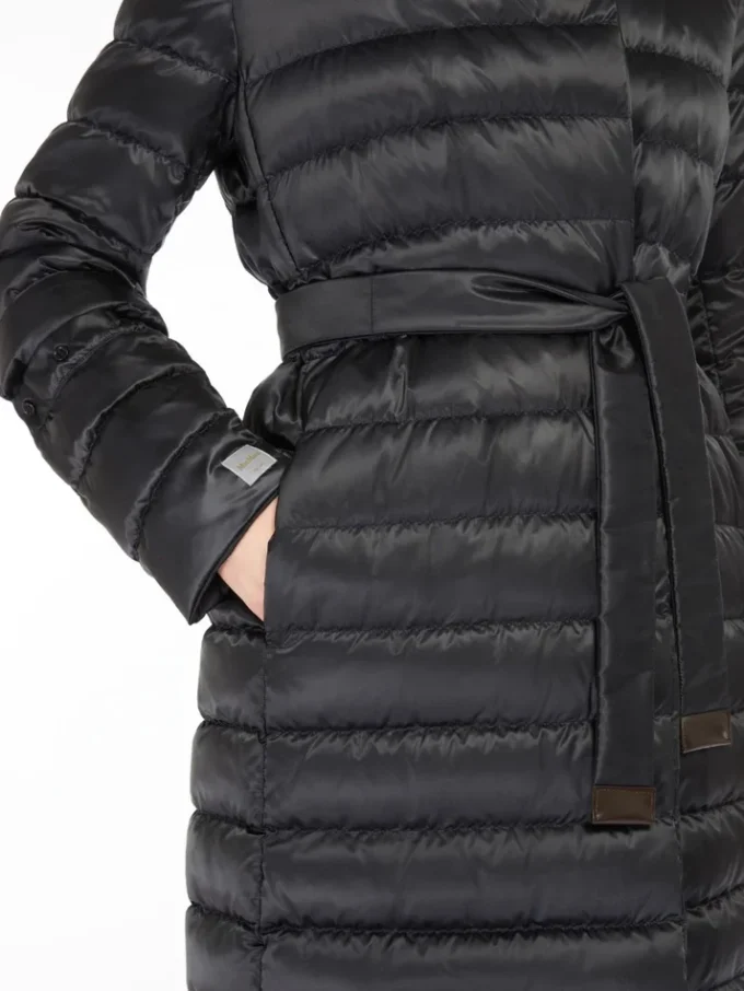 Reversible down jacket in water-repellent satin, black Reversible down jacket in water-repellent satin, black