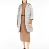 Reversible down jacket in water-repellent satin, ivory