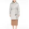 Reversible down jacket in water-repellent satin, ivory