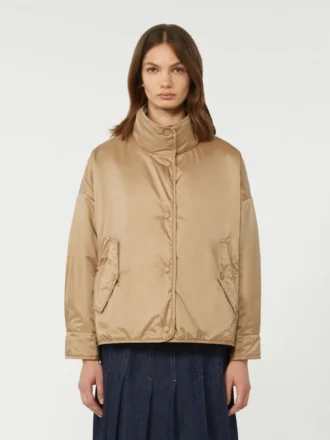 Reversible padded jacket in water-repellent canvas, hazelnut brown