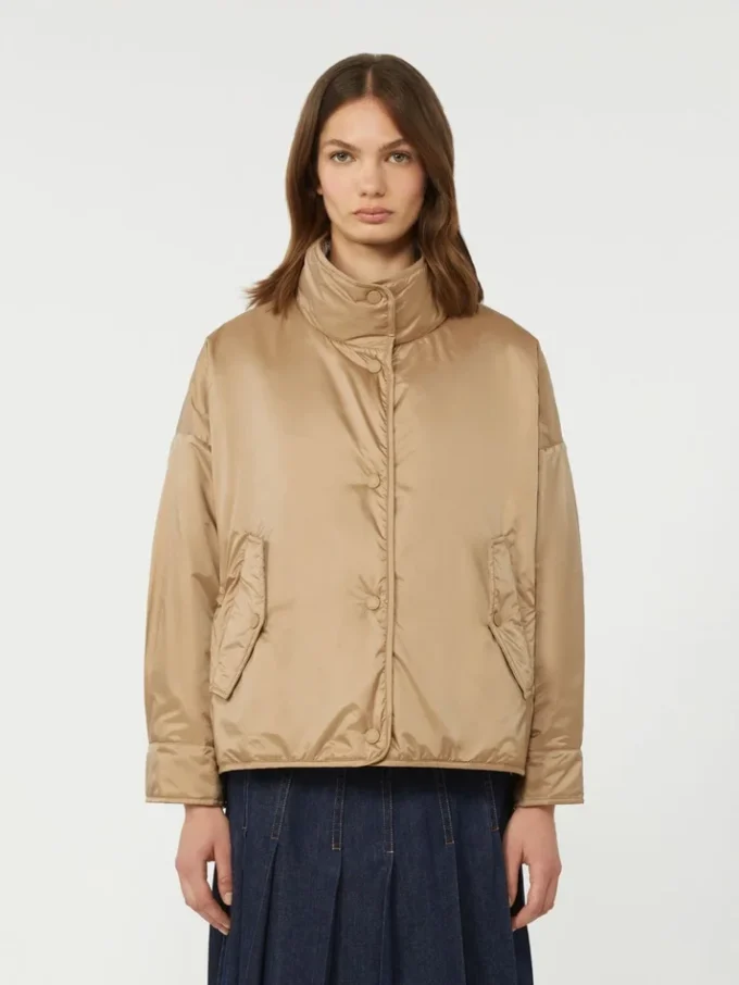 Reversible padded jacket in water-repellent canvas, hazelnut brown Reversible padded jacket in water-repellent canvas, hazelnut brown