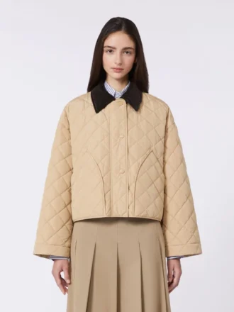 Reversible padded jacket in water-repellent fabric, beige