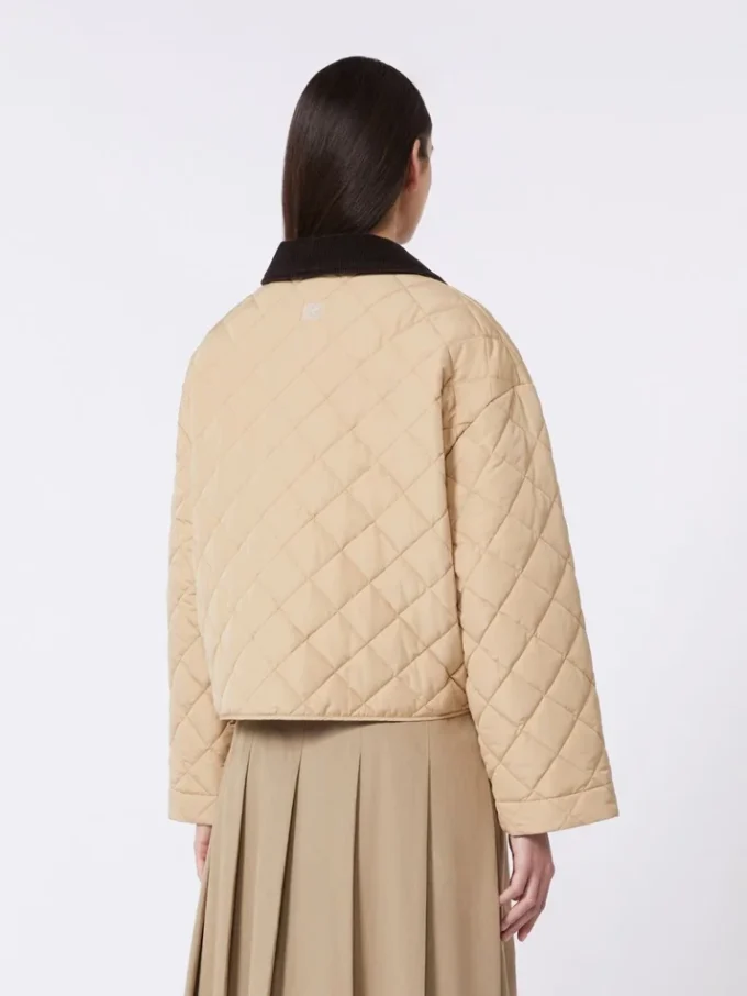 Reversible padded jacket in water-repellent fabric, beige