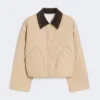 Reversible padded jacket in water-repellent fabric, beige