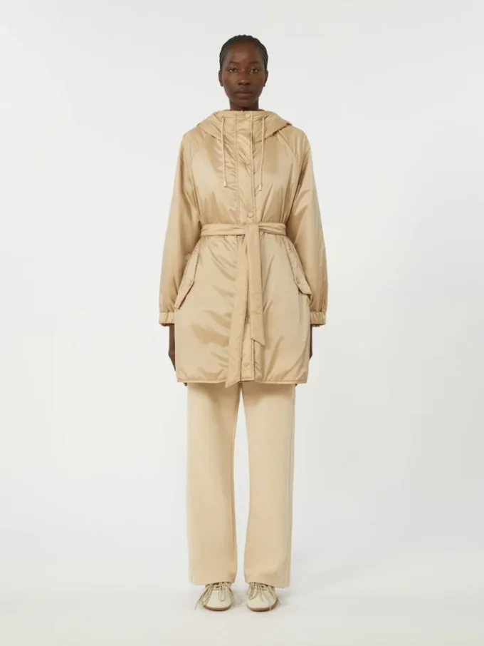 Reversible padded parka in water-repellent canvas, beige Reversible padded parka in water-repellent canvas, beige