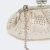 Rhinestone-adorned small satin pasticcino bag, antique rose Rhinestone-adorned small satin pasticcino bag, antique rose
