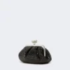Rhinestone-adorned small satin pasticcino bag, dark grey Rhinestone-adorned small satin pasticcino bag, dark grey