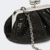 Rhinestone-adorned small satin pasticcino bag, dark grey Rhinestone-adorned small satin pasticcino bag, dark grey