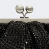 Rhinestone-adorned small satin pasticcino bag, dark grey Rhinestone-adorned small satin pasticcino bag, dark grey