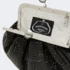 Rhinestone-adorned small satin pasticcino bag, dark grey Rhinestone-adorned small satin pasticcino bag, dark grey