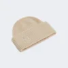 Rib-knit cashmere beanie hat, beige Rib-knit cashmere beanie hat, beige