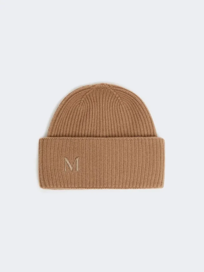 Rib-knit cashmere beanie hat, camel Rib-knit cashmere beanie hat, camel