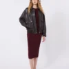 Viscose pencil skirt, bordeaux