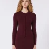 Rib-knit viscose cardigan, bordeaux Rib-knit viscose cardigan, bordeaux