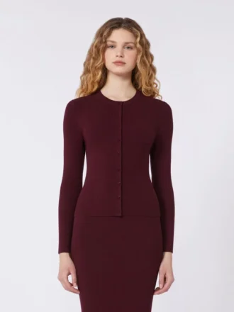 Rib-knit viscose cardigan, bordeaux Rib-knit viscose cardigan, bordeaux