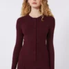 Rib-knit viscose cardigan, bordeaux Rib-knit viscose cardigan, bordeaux