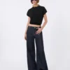 Rib-knit viscose sweater, black