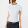 Rib-knit viscose sweater, light blue