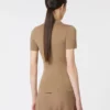 Rib-knit wool polo shirt, gold beige brown Rib-knit wool polo shirt, gold beige brown