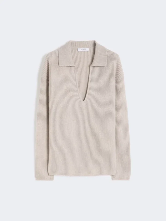 Ribbed cashmere jumper, beige Ribbed cashmere jumper, beige