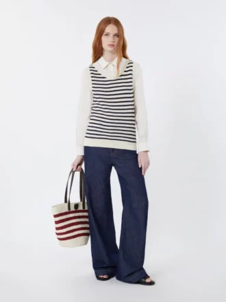 Ribbed cotton yarn jumper, navy