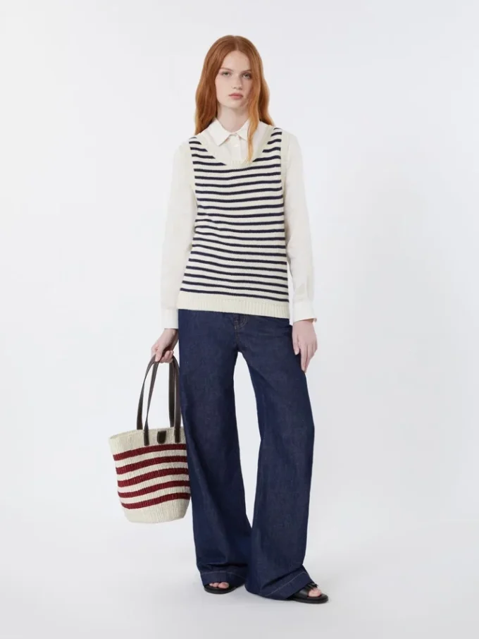 Ribbed cotton yarn jumper, navy Ribbed cotton yarn jumper, navy