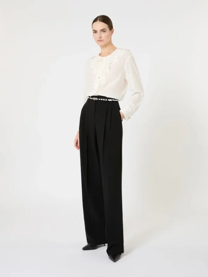 Ruffled silk blouse, silk